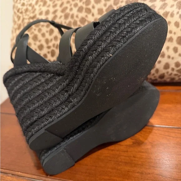 Saint Laurent Women's Tribute Espadrilles Wedge Sandals Black size 37 - Picture 7 of 12